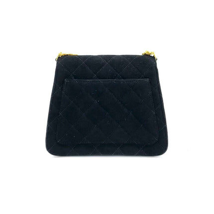 Chanel Mini Vintage Black Suede Leather Gold Chain Crossbody Bag