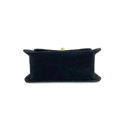 Chanel Mini Vintage Black Suede Leather Gold Chain Crossbody Bag