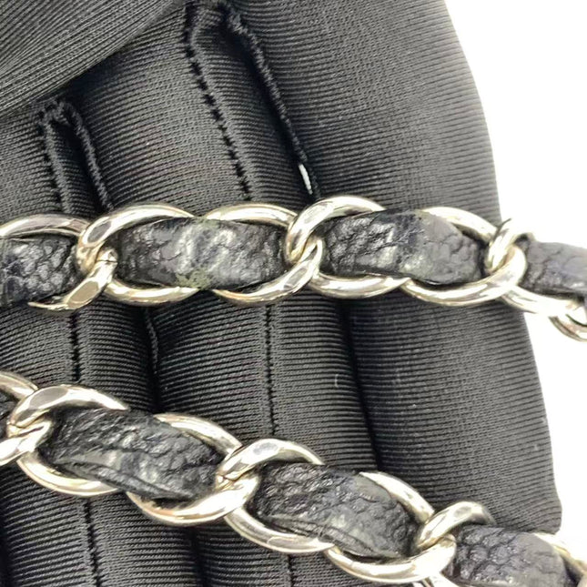 Chanel Easy Flap Jumbo Black Caviar Leather Silver Hardware Shoulder Bag