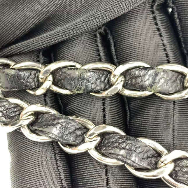 Chanel Easy Flap Jumbo Black Caviar Leather Silver Hardware Shoulder Bag