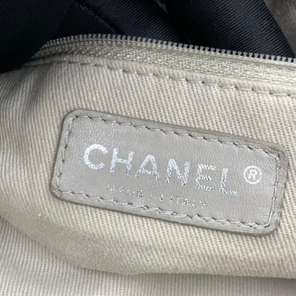 Chanel Easy Flap Jumbo Black Caviar Leather Silver Hardware Shoulder Bag