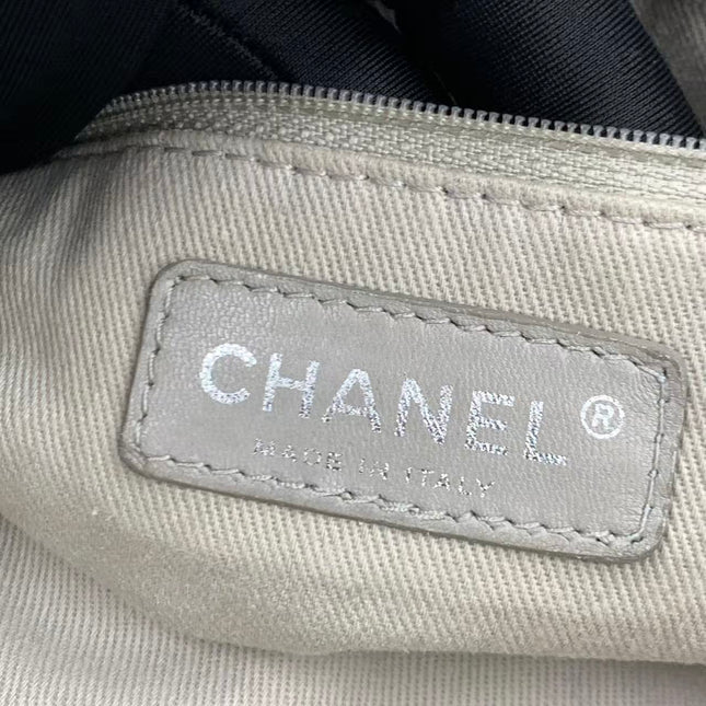 Chanel Easy Flap Jumbo Black Caviar Leather Silver Hardware Shoulder Bag