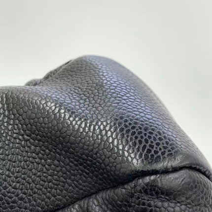 Chanel Easy Flap Jumbo Black Caviar Leather Silver Hardware Shoulder Bag