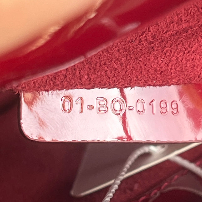 Lady Dior Mini Handbag 2019 Burgundy Red Patent Leather Gold-tone Chain Strap