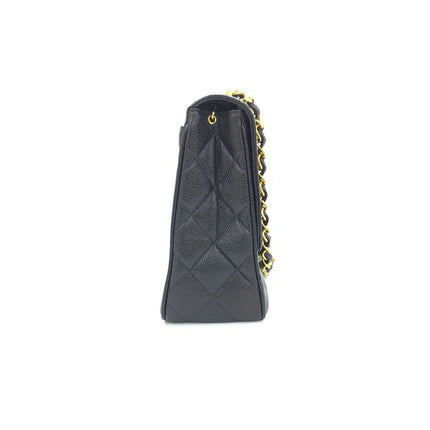 Chanel Vintage Flap Bag Medium Black Caviar Leather Mega CC 24k Gold Hardware