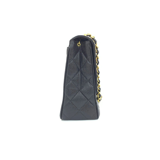 Chanel Vintage Flap Bag Medium Black Caviar Leather Mega CC 24k Gold Hardware