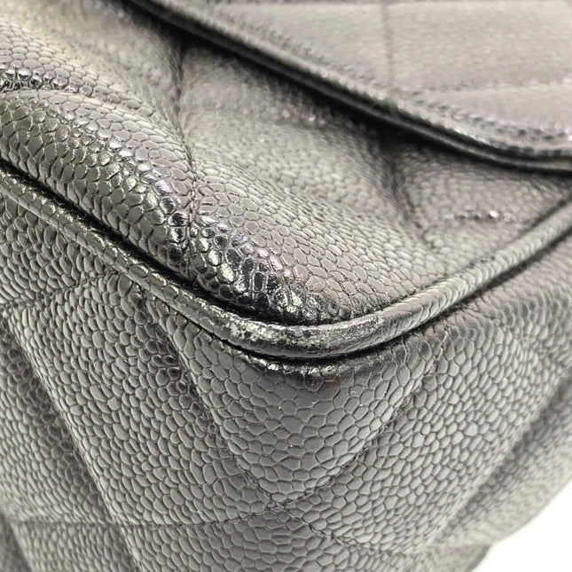 Chanel Vintage Flap Bag Medium Black Caviar Leather Mega CC 24k Gold Hardware
