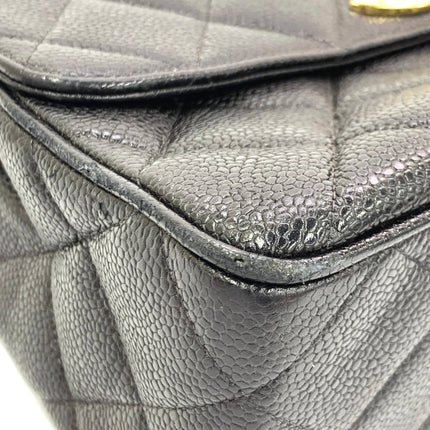 Chanel Vintage Flap Bag Medium Black Caviar Leather Mega CC 24k Gold Hardware