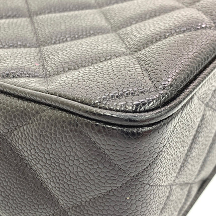 Chanel Vintage Flap Bag Medium Black Caviar Leather Mega CC 24k Gold Hardware