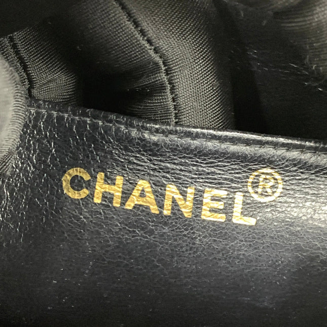 Chanel Vintage Flap Bag Medium Black Caviar Leather Mega CC 24k Gold Hardware