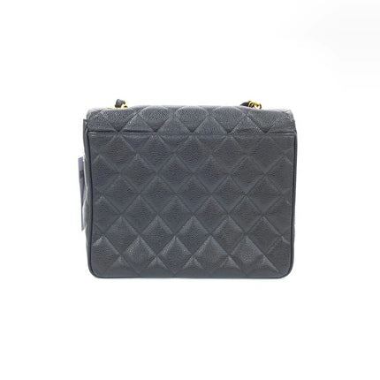Chanel Vintage Flap Bag Medium Black Caviar Leather Mega CC 24k Gold Hardware