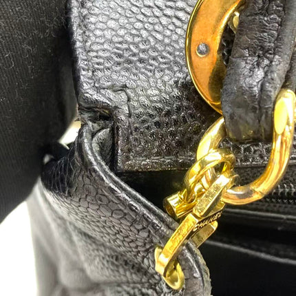 Chanel Vintage Flap Bag Medium Black Caviar Leather Mega CC 24k Gold Hardware