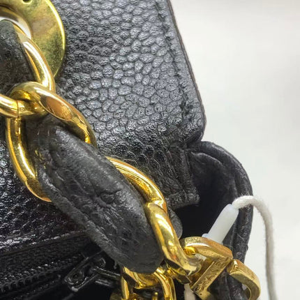 Chanel Vintage Flap Bag Medium Black Caviar Leather Mega CC 24k Gold Hardware
