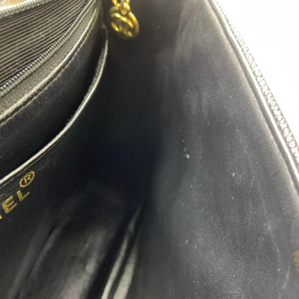 Chanel Vintage Flap Bag Medium Black Caviar Leather Mega CC 24k Gold Hardware