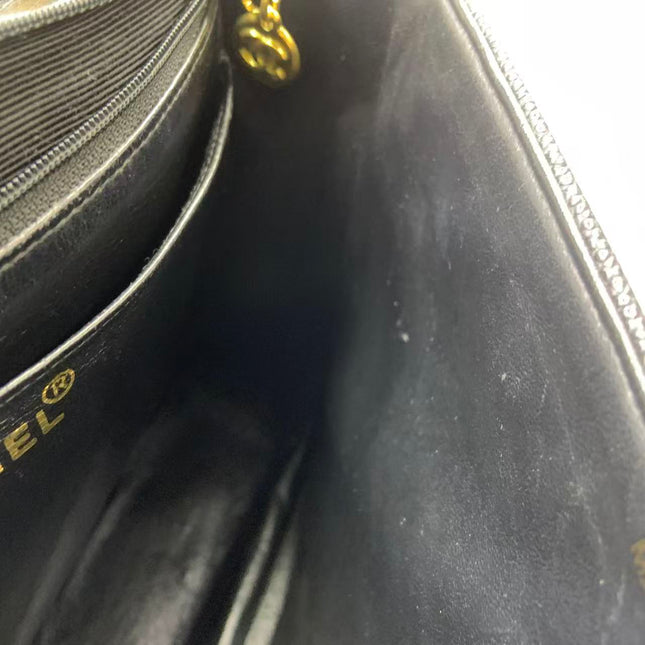 Chanel Vintage Flap Bag Medium Black Caviar Leather Mega CC 24k Gold Hardware