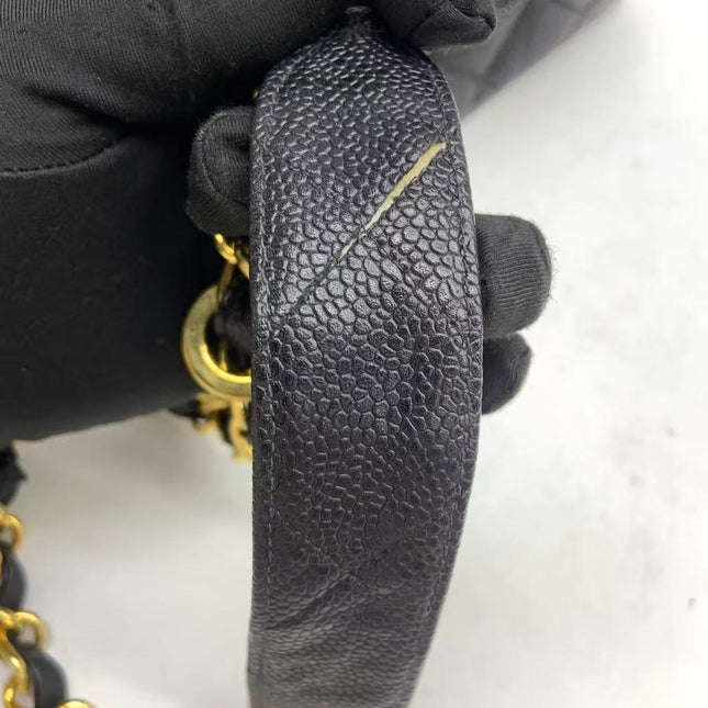 Chanel Vintage Flap Bag Medium Black Caviar Leather Mega CC 24k Gold Hardware