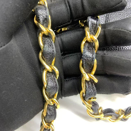 Chanel Vintage Flap Bag Medium Black Caviar Leather Mega CC 24k Gold Hardware