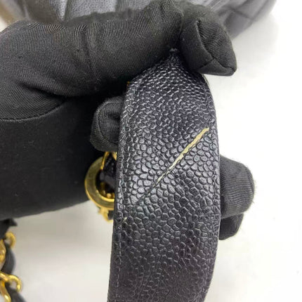 Chanel Vintage Flap Bag Medium Black Caviar Leather Mega CC 24k Gold Hardware