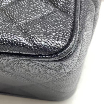 Chanel Vintage Flap Bag Medium Black Caviar Leather Mega CC 24k Gold Hardware
