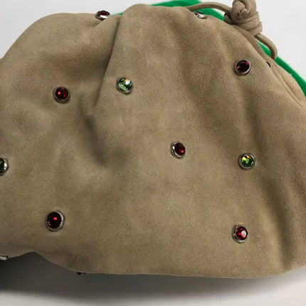 Bottega Veneta Pouch Mini Brown Suede with Multicolor Gems