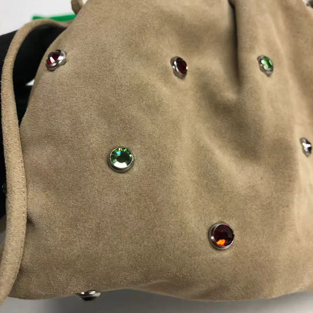 Bottega Veneta Pouch Mini Brown Suede with Multicolor Gems