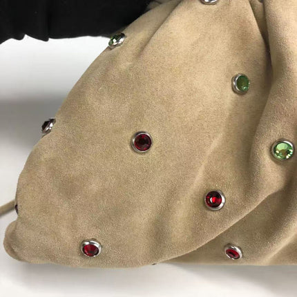 Bottega Veneta Pouch Mini Brown Suede with Multicolor Gems