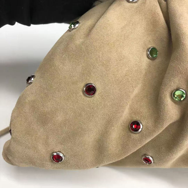 Bottega Veneta Pouch Mini Brown Suede with Multicolor Gems