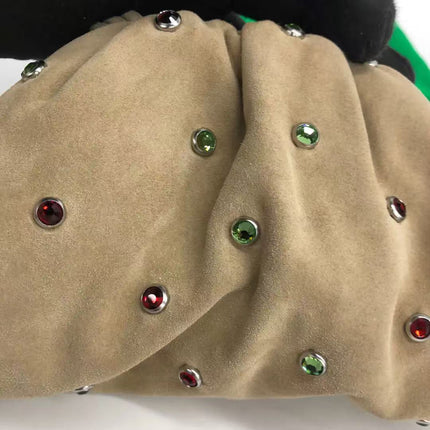 Bottega Veneta Pouch Mini Brown Suede with Multicolor Gems