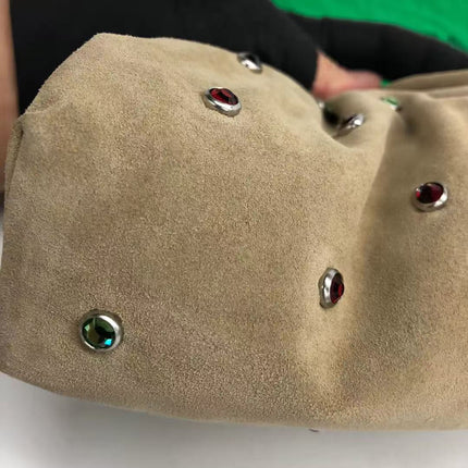 Bottega Veneta Pouch Mini Brown Suede with Multicolor Gems