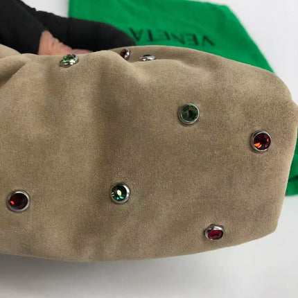 Bottega Veneta Pouch Mini Brown Suede with Multicolor Gems