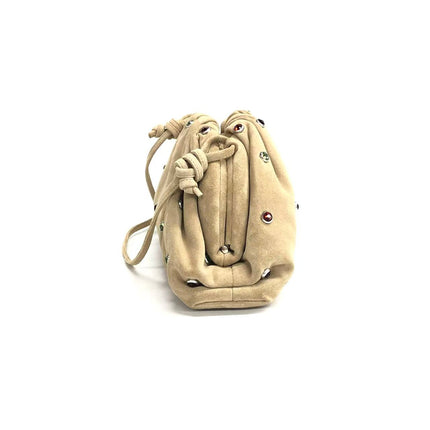 Bottega Veneta Pouch Mini Brown Suede with Multicolor Gems