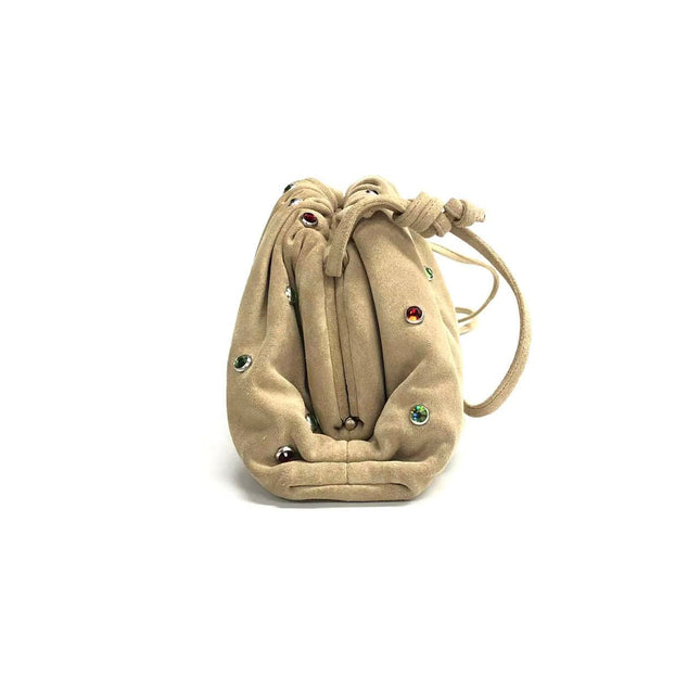 Bottega Veneta Pouch Mini Brown Suede with Multicolor Gems