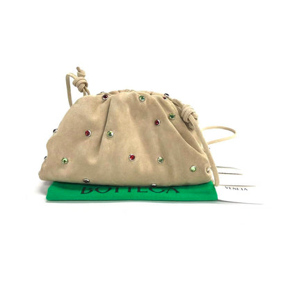Bottega Veneta Pouch Mini Brown Suede with Multicolor Gems