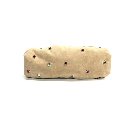 Bottega Veneta Pouch Mini Brown Suede with Multicolor Gems