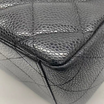 Chanel Classic Flap Maxi Black Caviar Leather Single Flap with Silver Hardware