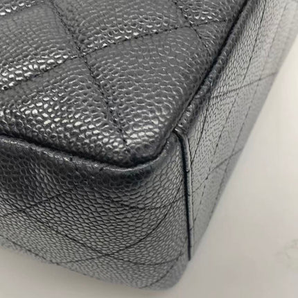Chanel Classic Flap Maxi Black Caviar Leather Single Flap with Silver Hardware