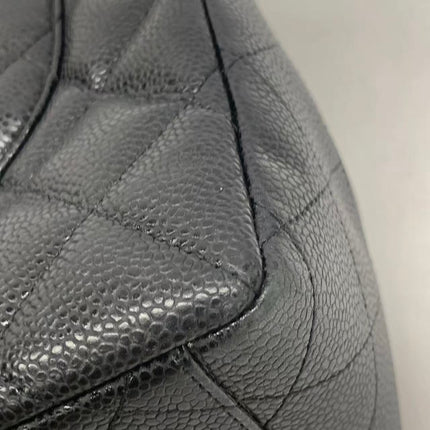 Chanel Classic Flap Maxi Black Caviar Leather Single Flap with Silver Hardware
