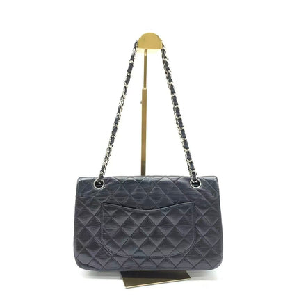 Chanel Timeless Classic Flap Medium 2008 Black Lambskin Leather Silver Hardware