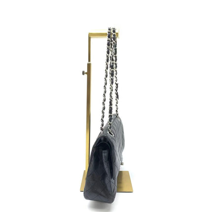 Chanel Timeless Classic Flap Medium 2008 Black Lambskin Leather Silver Hardware