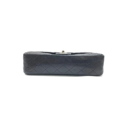 Chanel Timeless Classic Flap Medium 2008 Black Lambskin Leather Silver Hardware