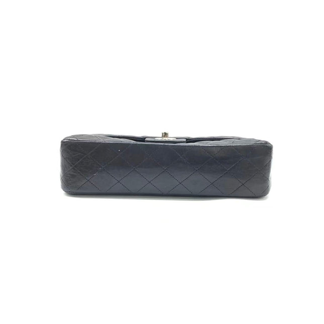 Chanel Timeless Classic Flap Medium 2008 Black Lambskin Leather Silver Hardware