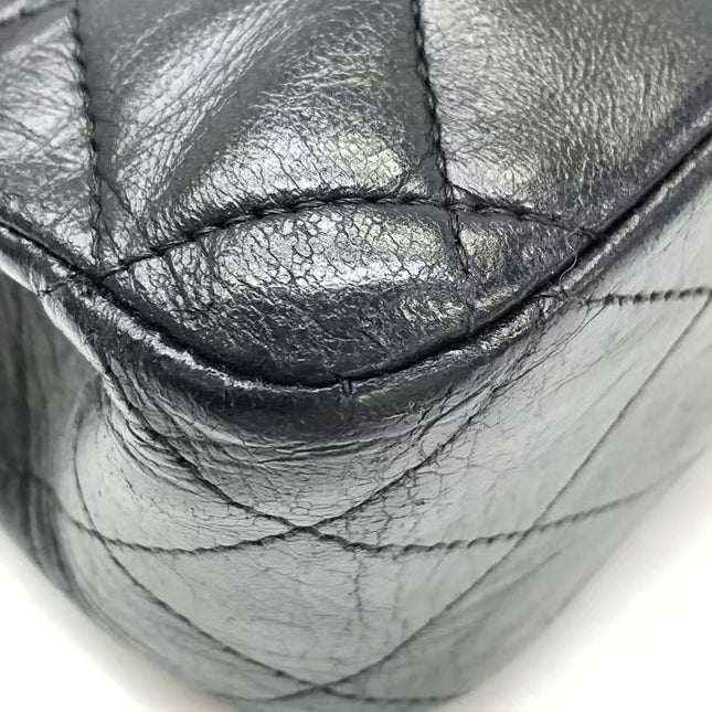 Chanel Timeless Classic Flap Medium 2008 Black Lambskin Leather Silver Hardware