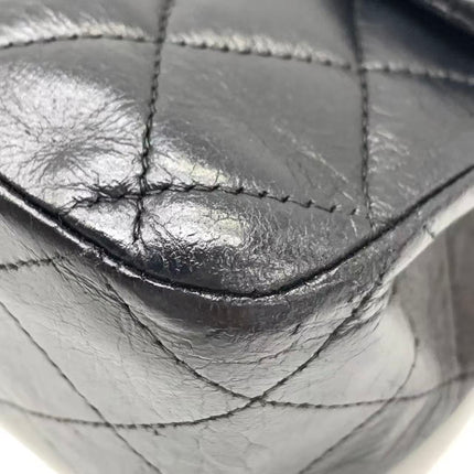 Chanel Timeless Classic Flap Medium 2008 Black Lambskin Leather Silver Hardware