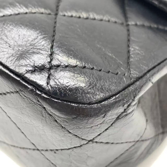 Chanel Timeless Classic Flap Medium 2008 Black Lambskin Leather Silver Hardware