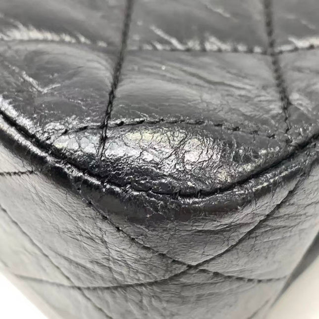 Chanel Timeless Classic Flap Medium 2008 Black Lambskin Leather Silver Hardware