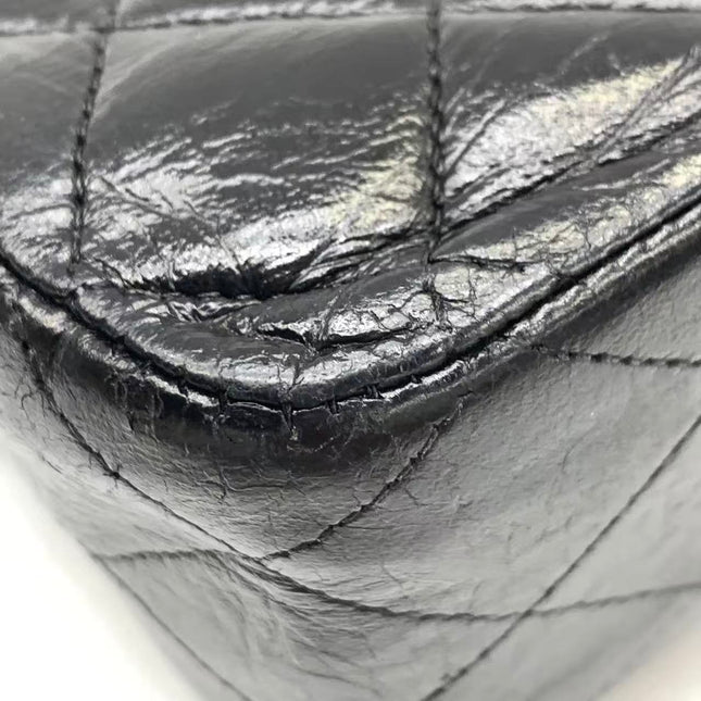 Chanel Timeless Classic Flap Medium 2008 Black Lambskin Leather Silver Hardware