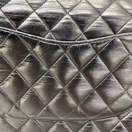 Chanel Timeless Classic Flap Medium 2008 Black Lambskin Leather Silver Hardware