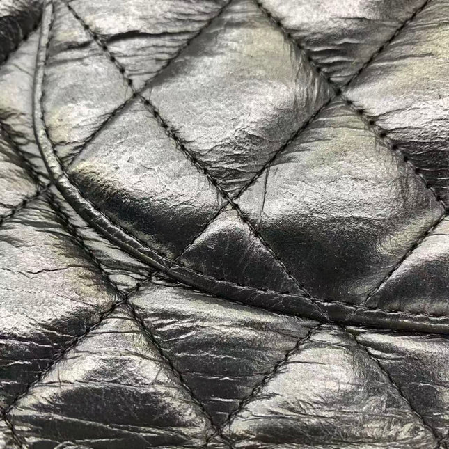 Chanel Timeless Classic Flap Medium 2008 Black Lambskin Leather Silver Hardware