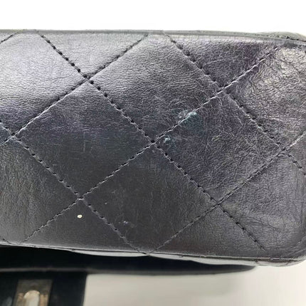 Chanel Timeless Classic Flap Medium 2008 Black Lambskin Leather Silver Hardware