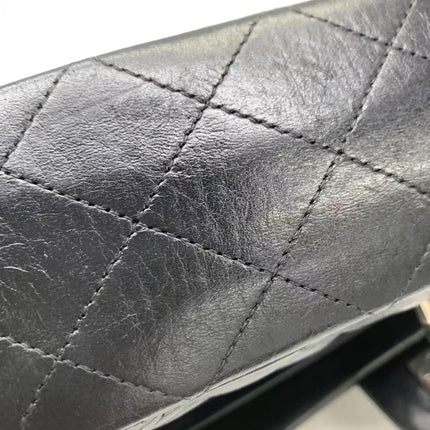 Chanel Timeless Classic Flap Medium 2008 Black Lambskin Leather Silver Hardware